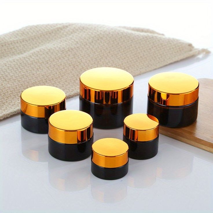 Glass AMBAR JAR ALL SIZE GOLD CAP