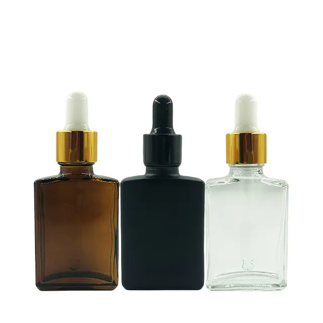 GLASS 30 ML SQR SERUM BOTTLE BLACK