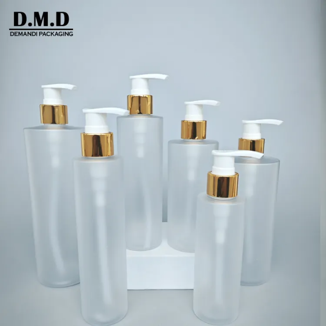 FROSTED BOTTLE LOTION PUMP GOLD 200 ML