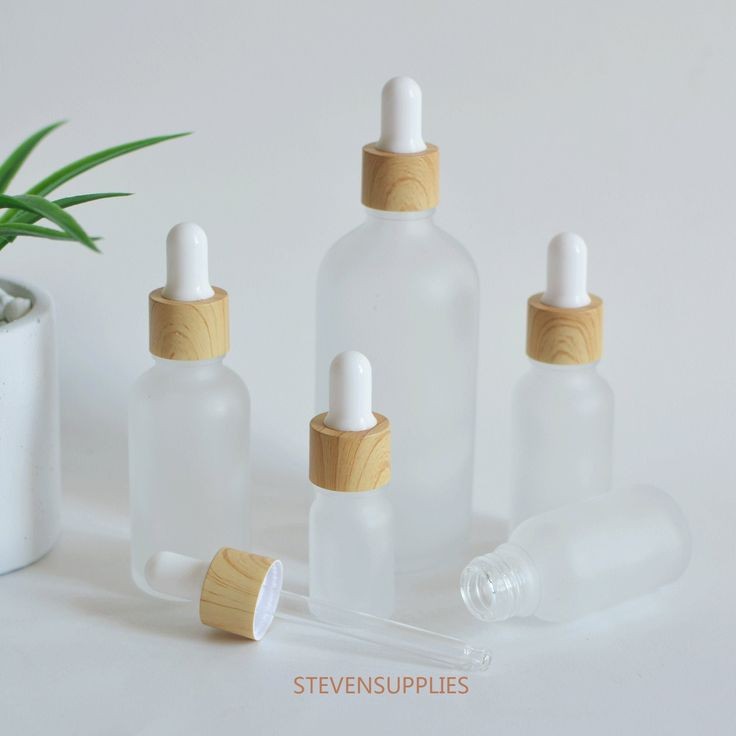 GLASS Serum  BOTTAL AL SIZE wood Cap 30 Ml frosted