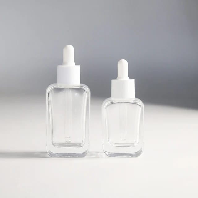 GLASS SERUM BOTTLE 30 ML SQR FN NATURAL