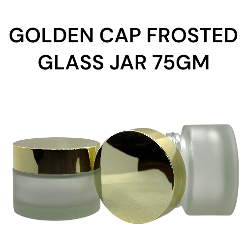 GOLDEN CAP FROSTED GLASS JAR 75GM