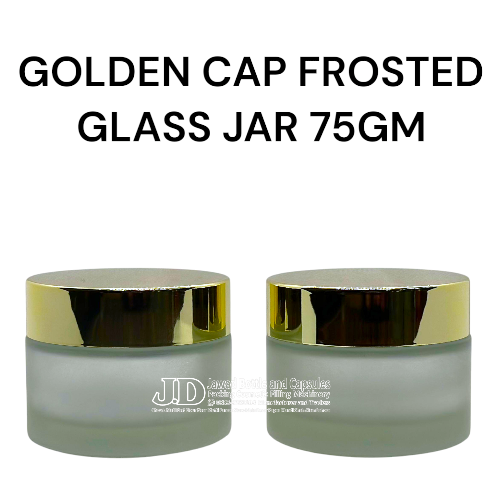 GOLDEN CAP FROSTED GLASS JAR 75GM