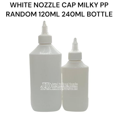 WHITE NOZZLE CAP MILKY PP RANDOM MILKY BOTTLES 120ML 240ML