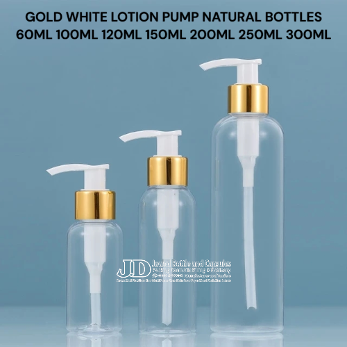 LOTION GOLD PUMP NATURAL BOTTLES  60ML 120ML 150ML 200ML 250ML 300ML