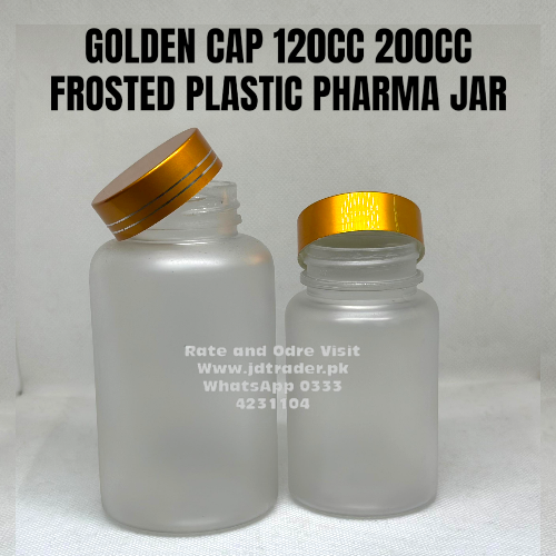 GOLDEN CAP 120cc 200cc FROSTED JAR PET PLASTIC CHINA