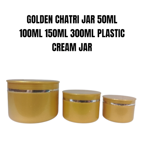 GOLDEN CHATRI JAR 50ML 100ML 150ML 300ML PLASTIC JAR
