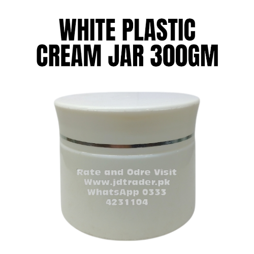 WHITE 300GM PLASTIC CREAM JAR