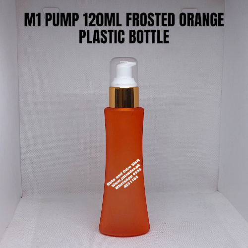 M1 GOLDEN WHITE PUMP 120ML FROSTED ORANGE PLASTIC BOTTLE