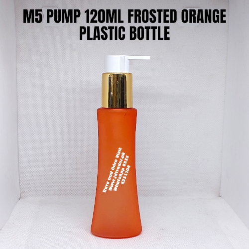 M5 GOLDEN WHITE PUMP 120ML FROSTED ORANGE PLASTIC BOTTLE