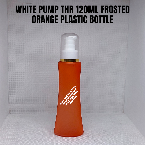 WHITE PUMP THR 120ML FROSTED ORANGE PLASTIC BOTTLE