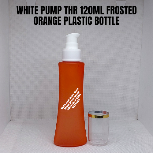 WHITE PUMP THR 120ML FROSTED ORANGE PLASTIC BOTTLE