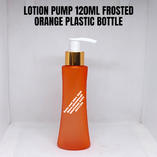 LOTION PUMP 120ML FROSTED ORANGE PLASTIC BOTTLE