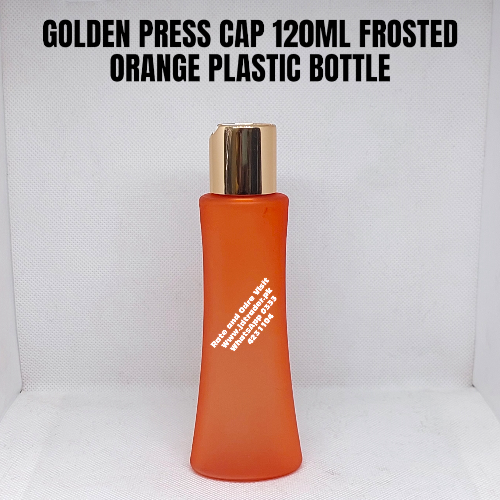 GOLDEN PRESS CAP 120ML FROSTED ORANGE PLASTIC BOTTLE
