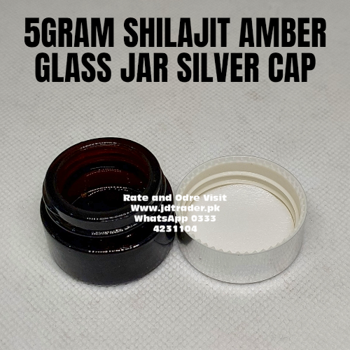 5 GRAM SHILAJIT AMBER GLASS JAR SILVER CAP