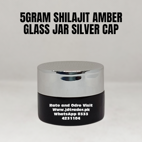 5 GRAM SHILAJIT AMBER GLASS JAR SILVER CAP
