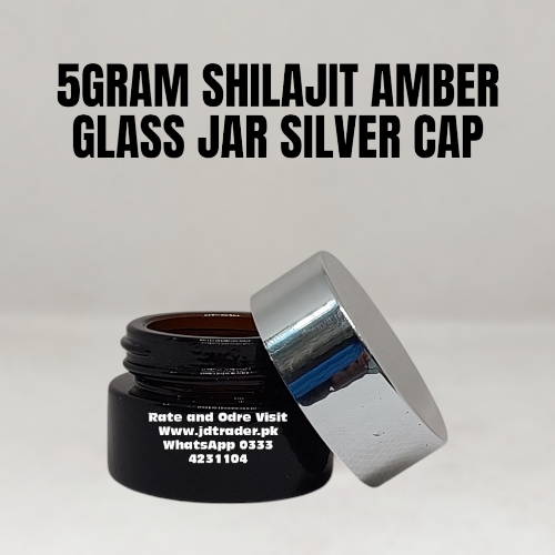 5 GRAM SHILAJIT AMBER GLASS JAR SILVER CAP