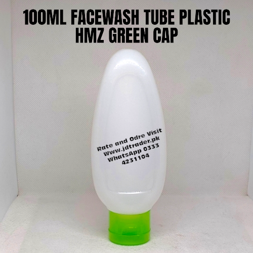 100 ML FACEWASH TUBE PLASTIC HMZ GREEN CAP