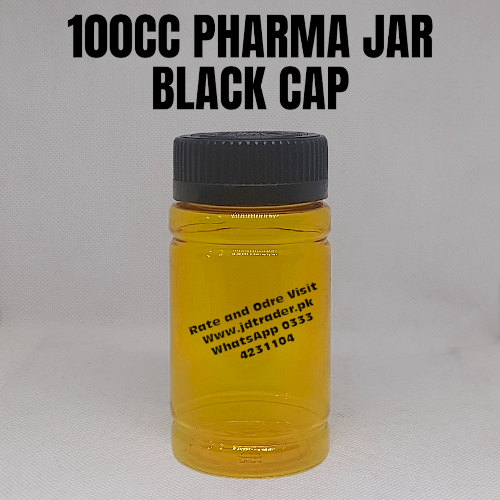 BLACK CAP 100CC PHARMA JAR PLASTIC