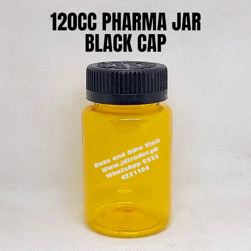 BLACK CAP 120CC PHARMA JAR PLASTIC