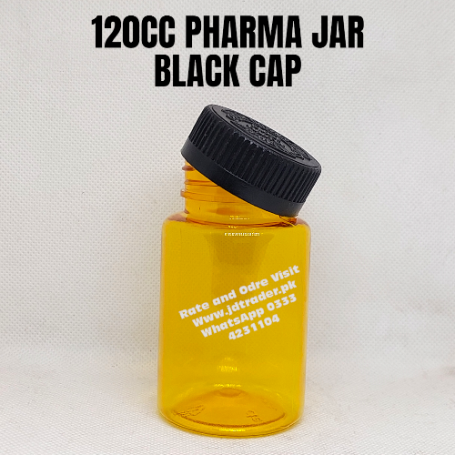 BLACK CAP 120CC PHARMA JAR PLASTIC