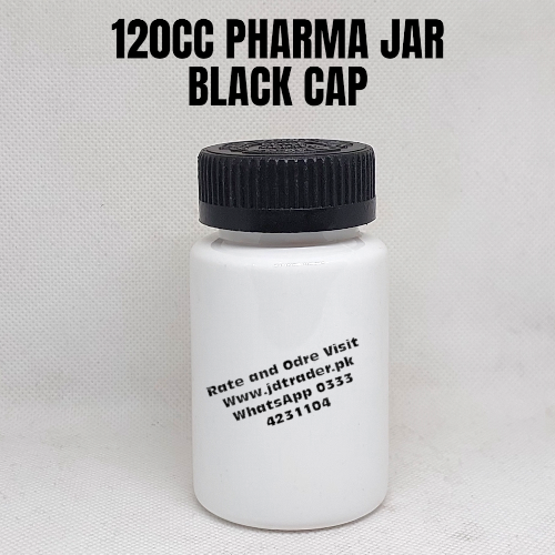 BLACK CAP 120CC PHARMA JAR PLASTIC