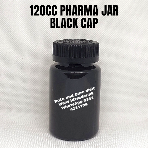BLACK CAP 120CC PHARMA JAR PLASTIC