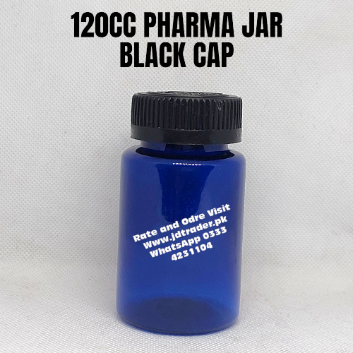 BLACK CAP 120CC PHARMA JAR PLASTIC