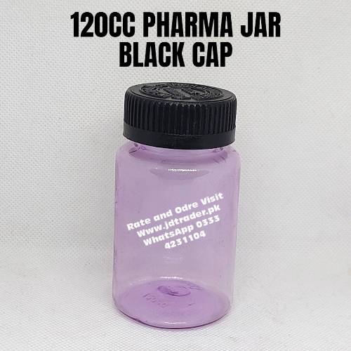 BLACK CAP 120CC PHARMA JAR PLASTIC