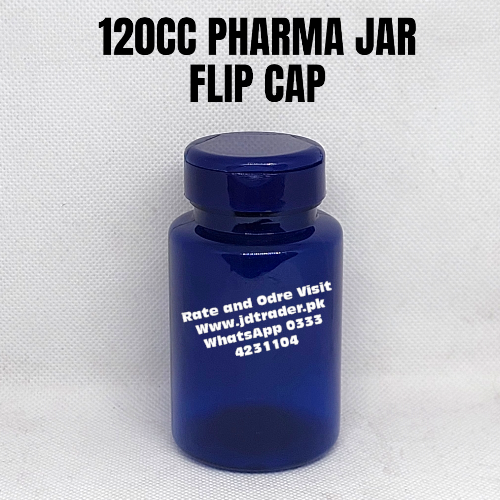FLIP CAP 120CC BLUE PHARMA JAR PLASTIC