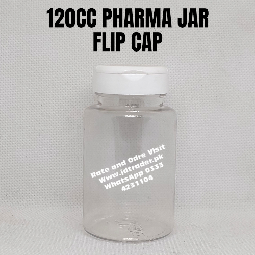 FLIP CAP 120CC NATURAL PHARMA JAR PLASTIC