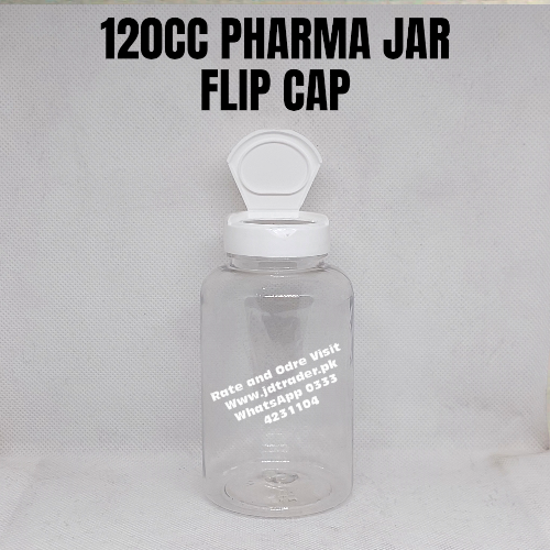 FLIP CAP 120CC NATURAL PHARMA JAR PLASTIC