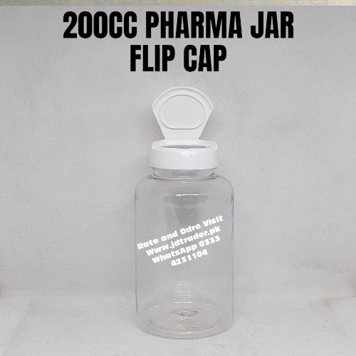 FLIP CAP NATURAL 200CC PHARMA JAR PLASTIC