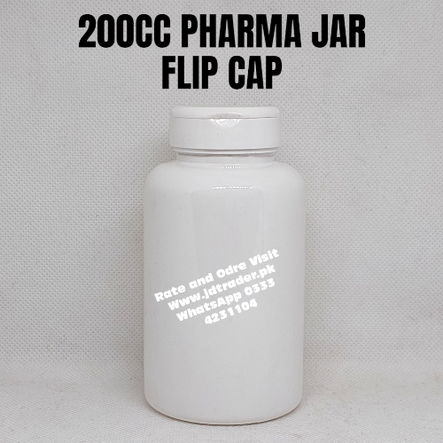 FLIP CAP MILKY 200CC PHARMA JAR PLASTIC
