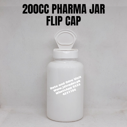 FLIP CAP MILKY 200CC PHARMA JAR PLASTIC