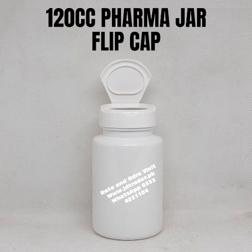 FLIP CAP 120CC MILKY PHARMA JAR PLASTIC