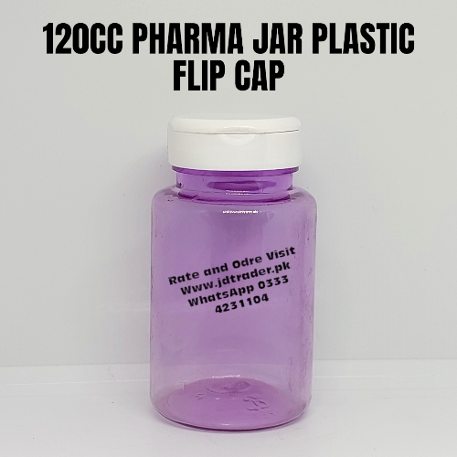 FLIP CAP 120CC PURPLE PHARMA JAR PLASTIC