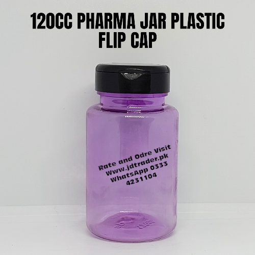 FLIP CAP 120CC PURPLE PHARMA JAR PLASTIC