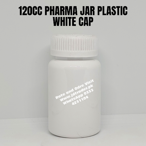WHITE CAP 120CC MILKY PHARMA JAR PLASTIC