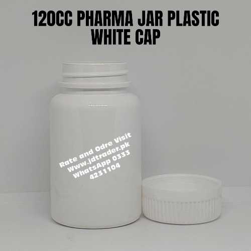 WHITE CAP 120CC MILKY PHARMA JAR PLASTIC