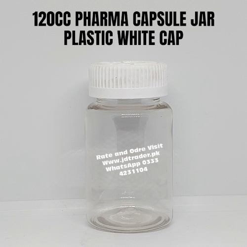 WHITE CAP 120CC NATURAL PHARMA JAR PLASTIC