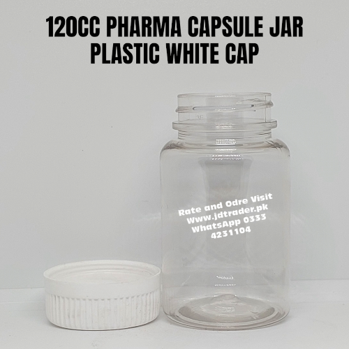 WHITE CAP 120CC NATURAL PHARMA JAR PLASTIC
