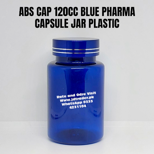 ABS CAP BLUE 120CC PHARMA JAR PLASTIC