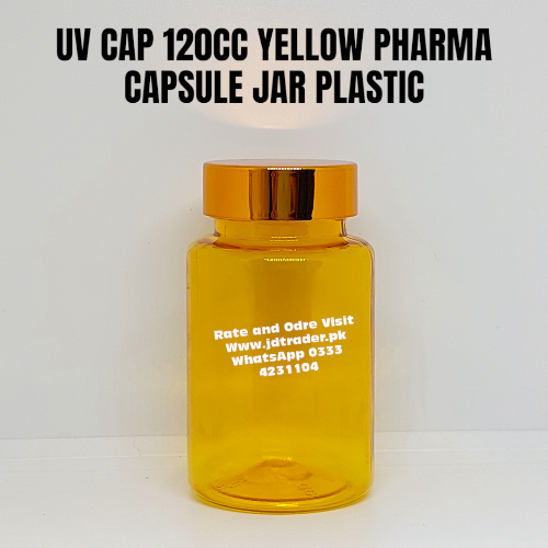 UV CAP YELLOW 120CC PHARMA JAR PLASTIC