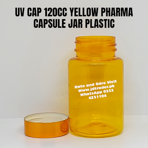 UV CAP YELLOW 120CC PHARMA JAR PLASTIC