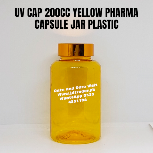 UV CAP YELLOW 200CC PHARMA JAR PLASTIC