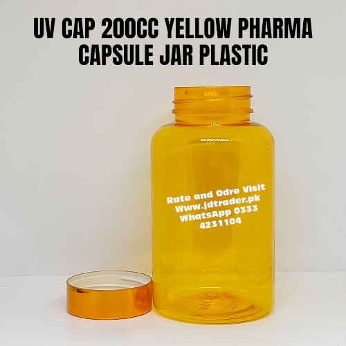 UV CAP YELLOW 200CC PHARMA JAR PLASTIC