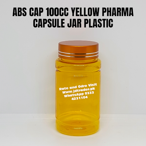ABS CAP YELLOW 100CC PHARMA JAR PLASTIC