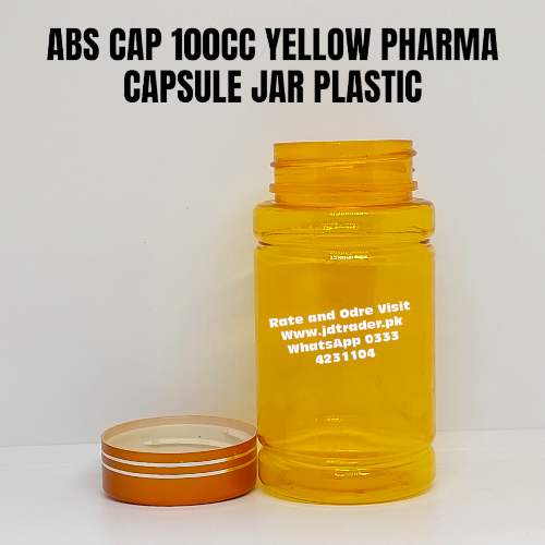 ABS CAP YELLOW 100CC PHARMA JAR PLASTIC