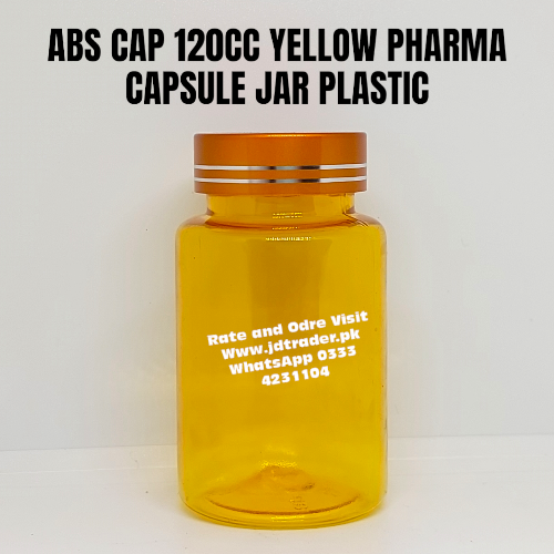ABS CAP YELLOW 120CC PHARMA JAR PLASTIC